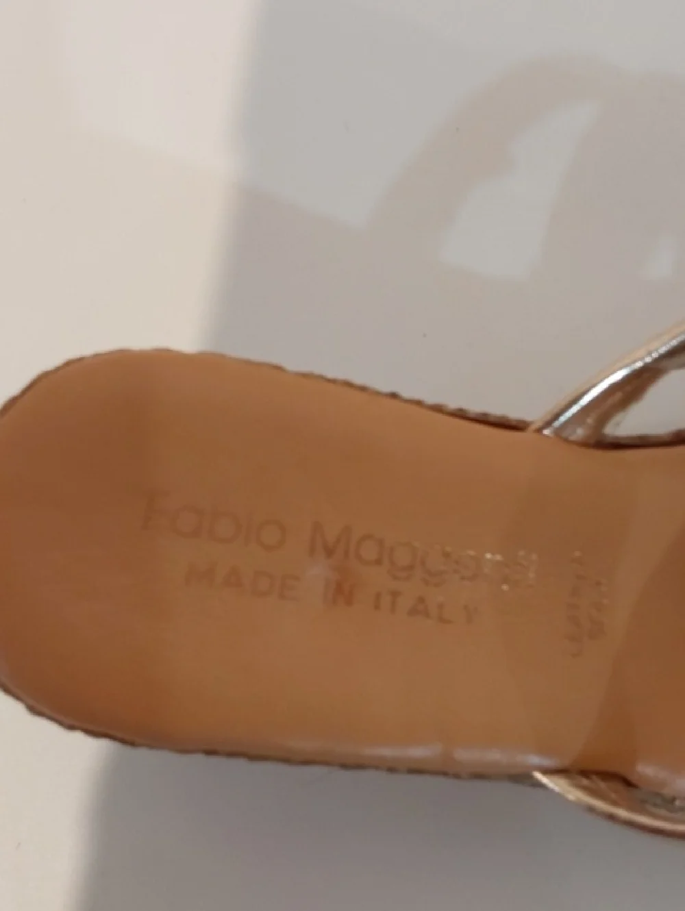 Fabio Maggenti|Wedge Slide Sandals in Metallic Gold/Silver Bling Slip On Sz.7.5